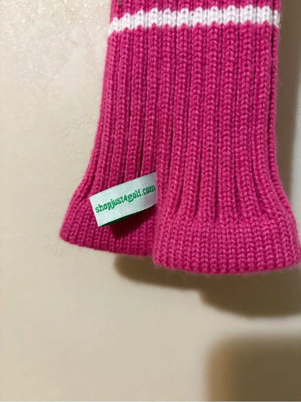 Golf Pink & White Dot Knit Headcover Just4Golf NWT